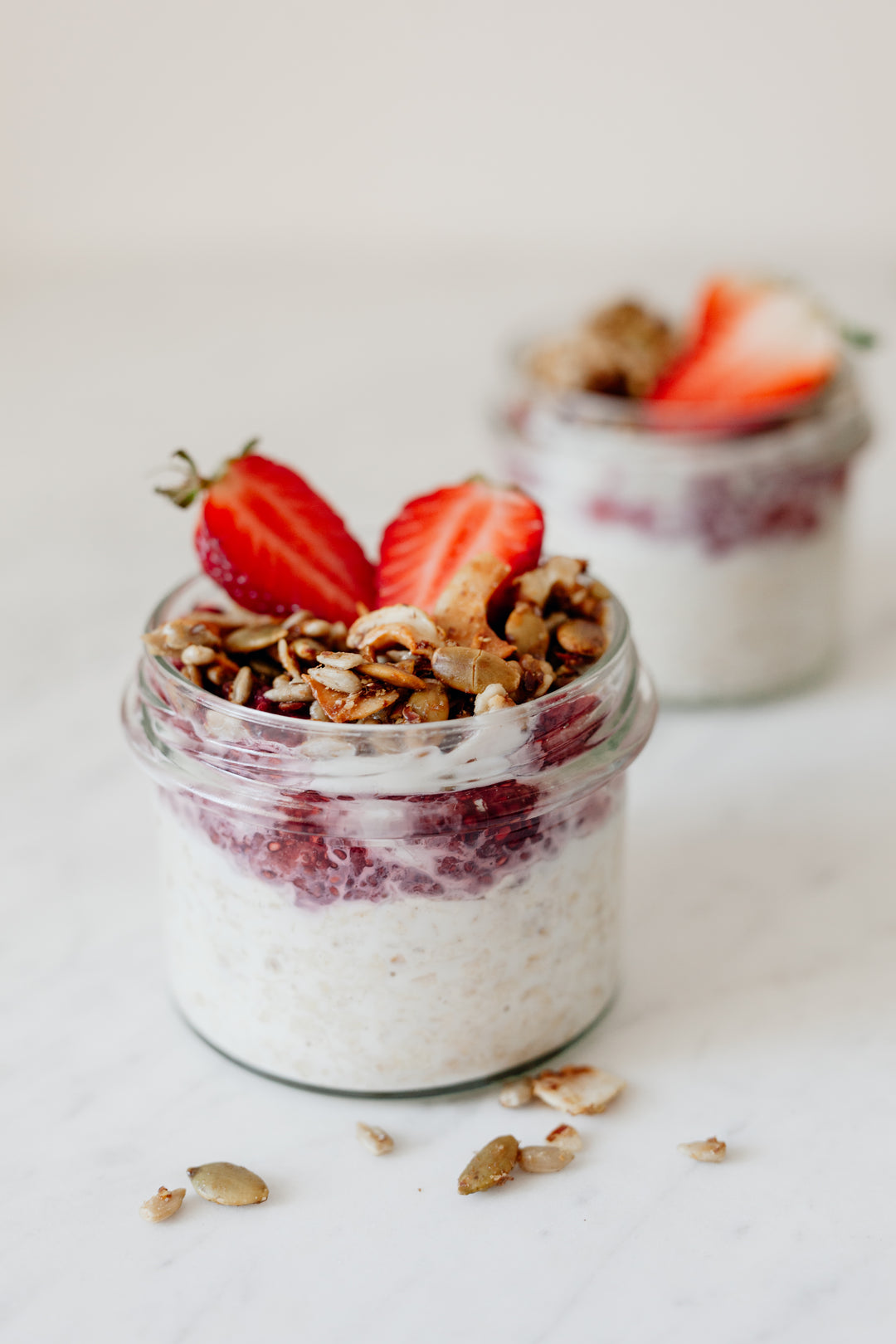Overnight Oats with strawberry chia jam