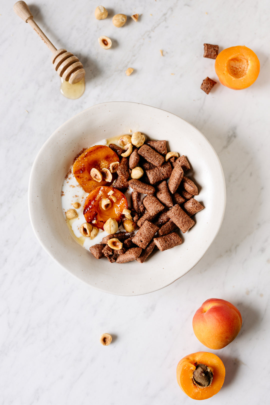 Cereal Bowl with Caramelized Apricots and Toasted Nuts