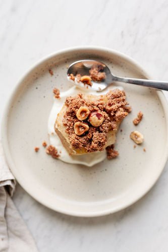 Baked Oatmeal Stuffed Pears with Hazelnuts - Turtle - Better Breakfast!