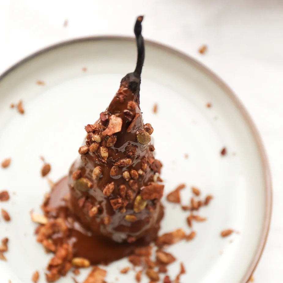 Modern Twist on the Classic Poached Pear Belle Hélène - Turtle - Better Breakfast!