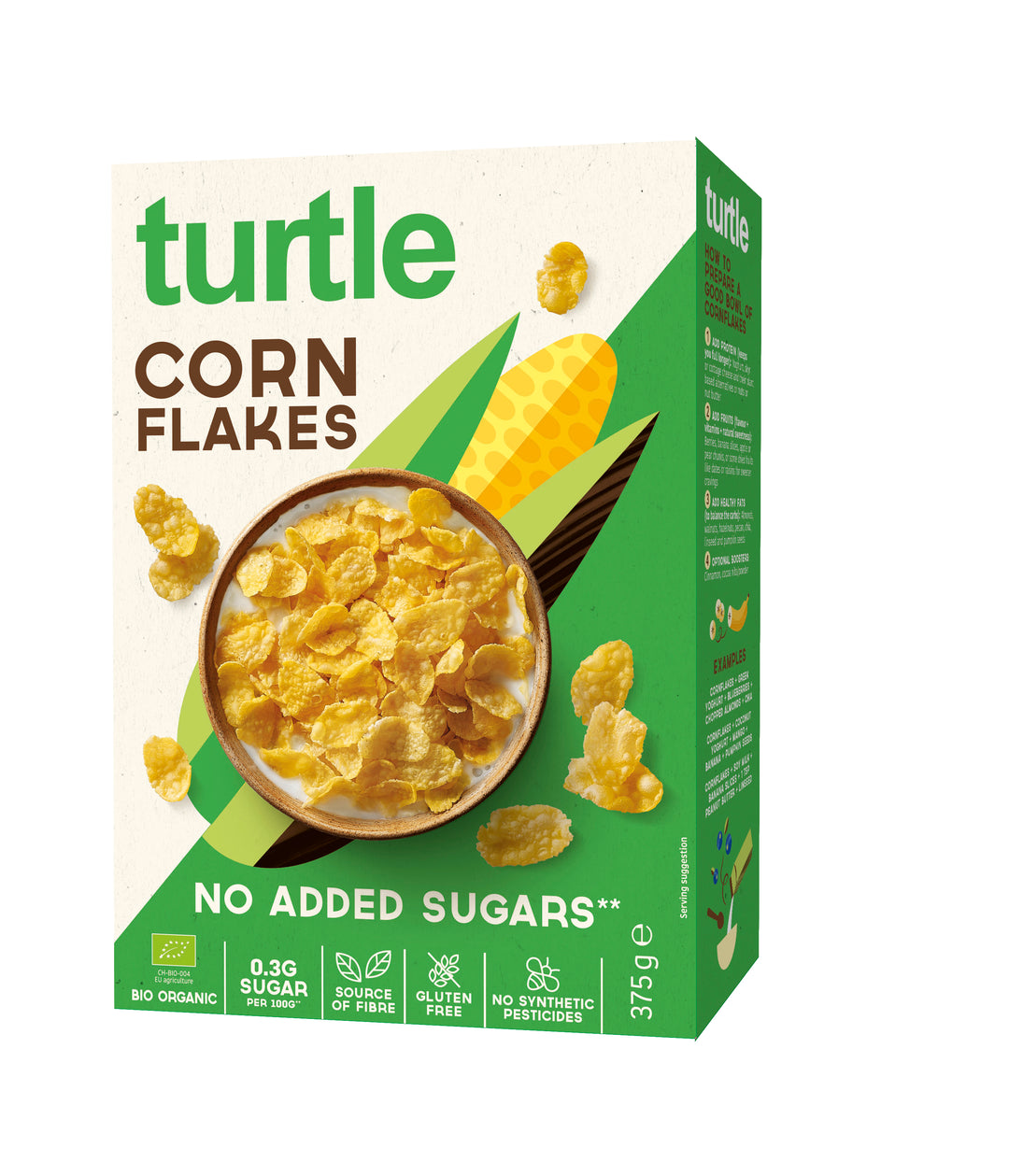 Turtle organic cornflakes breakfast cereal with no added sugars