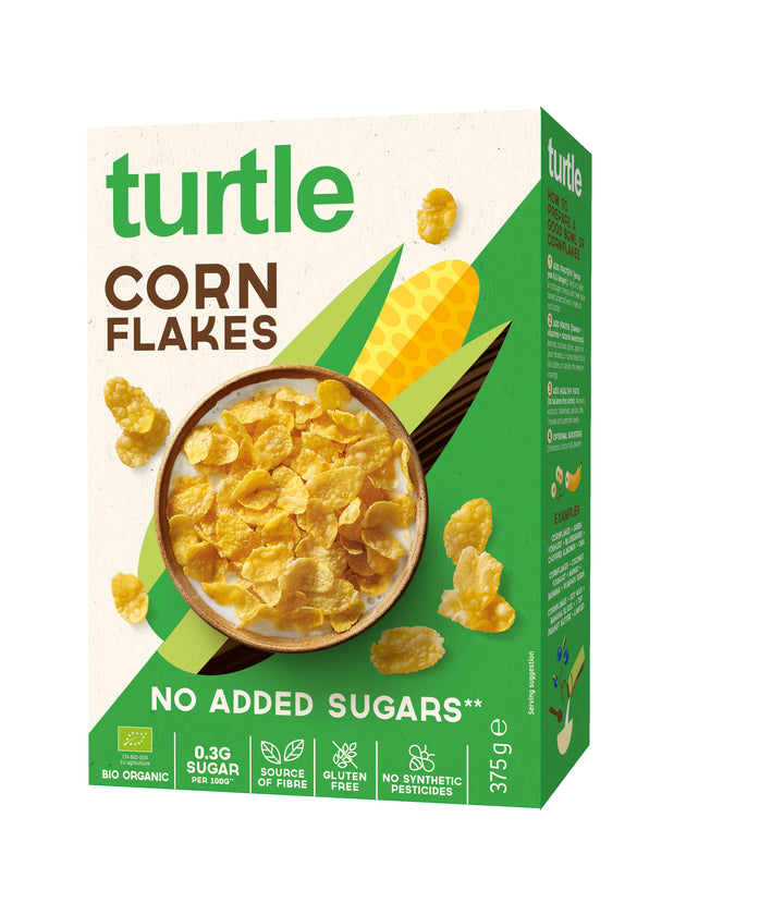 Turtle organic cornflakes breakfast cereal with no added sugars