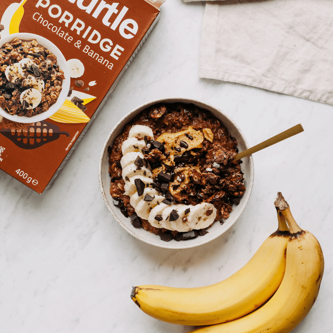Warme Porridge met chocolade, banaan en pindakaas - Turtle - Better Breakfast!
