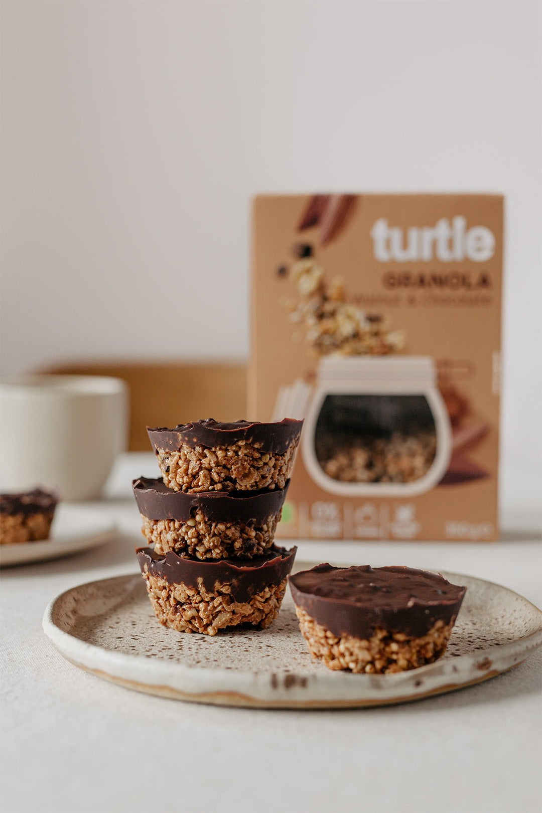 No Flour No Bake Glutenvrije Chocolade Granola Cupcakes - Turtle - Better Breakfast!
